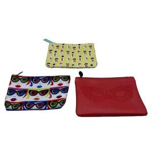 Ipsy Makeup Bag Lot 3 Sunglasses Beach Theme Empty Zipper Colorful Pool Vacation